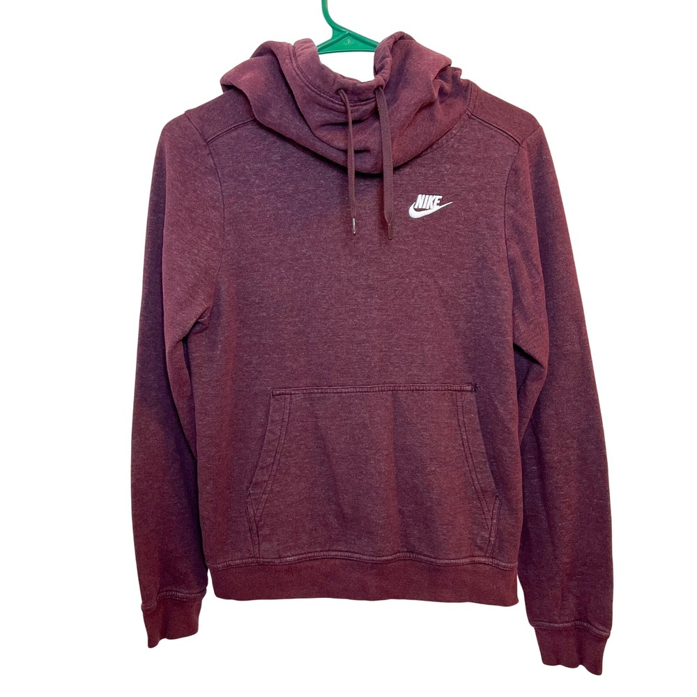 Nike‎ Maroon Heathered Pullover Hoodie Sweatshirt XS Cowl Neck